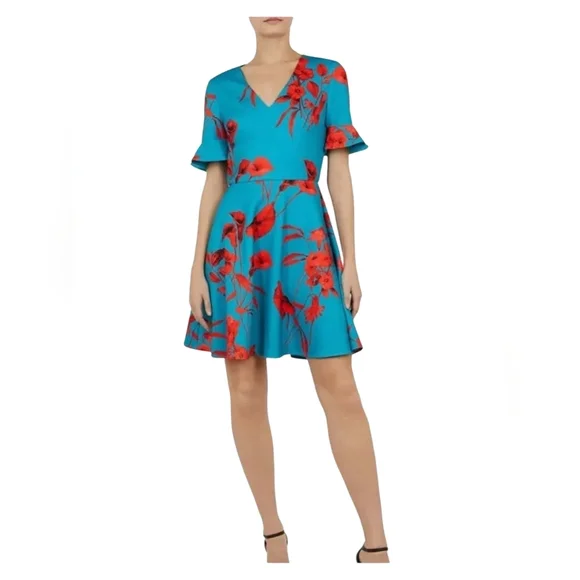 ted baker chynaa fantasia skater dress Ted Baker Women Chynaa Fantasia-Print Floral Skater Dress Size 4